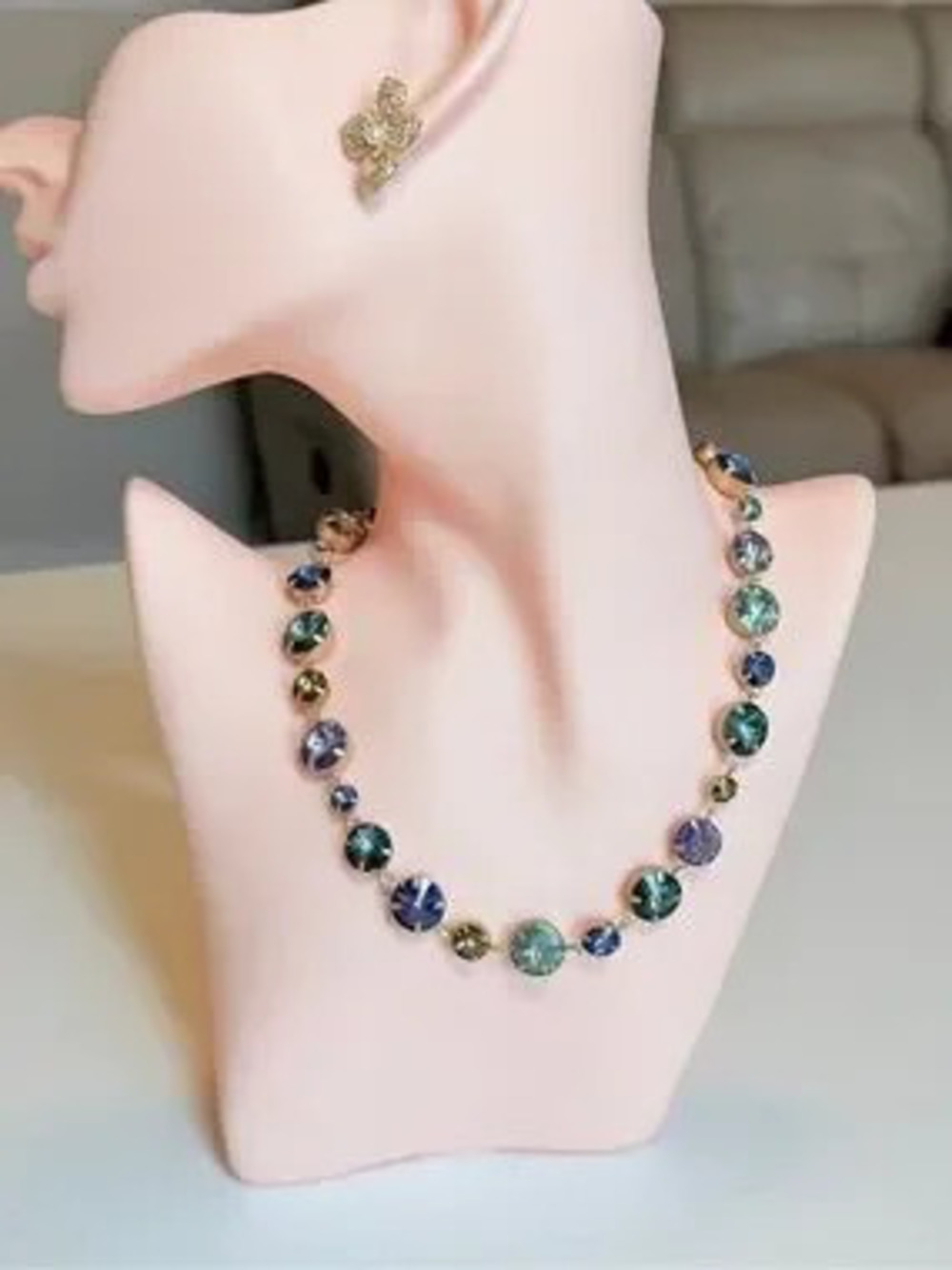 Gold Multicolor Crystal Necklace